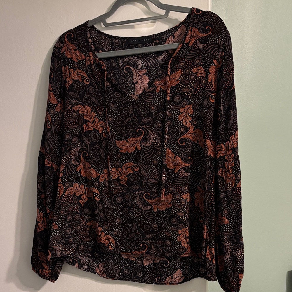 Black and burnt orange Patterned Women's Top